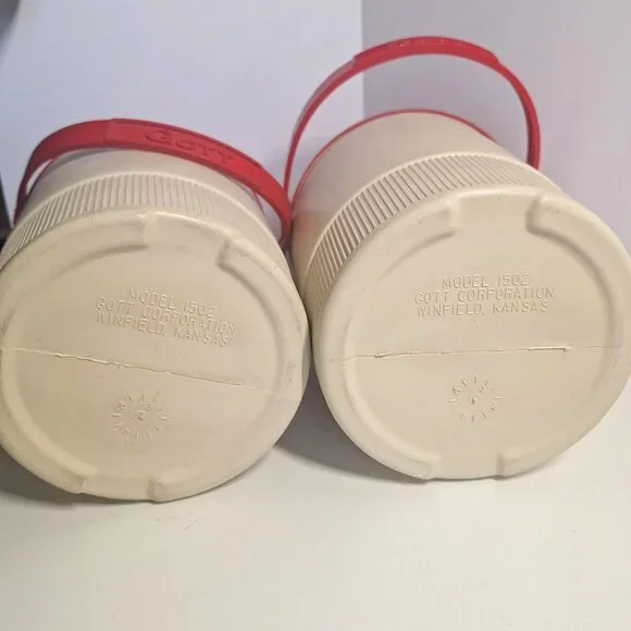 Pizza Hut Insulated Thermos Half Gallon Red Tan Cooler Handles 80s Lot - Picture 6 of 7